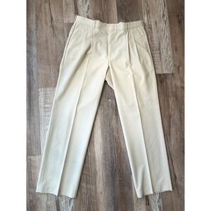 TOWNCRAFT Mens Khaki Pleated Dress Pants W38 Classic Fit Straight Leg